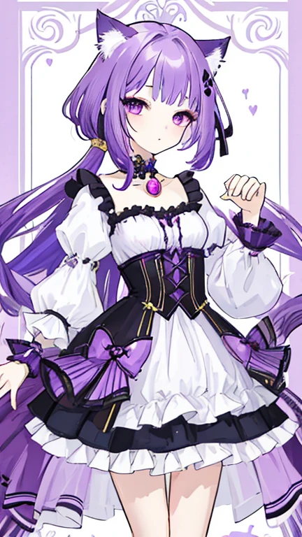 beautiful illustrations, highest quality, pretty girl,beautiful girl、clear face、 half girl、pastel colour ,purple hair、black eyes、smile、blush、にこやかなsmile、thighs、devil、black feather、fantasy、fantasy、perfect hands、five fingers、twin tails、horns on head