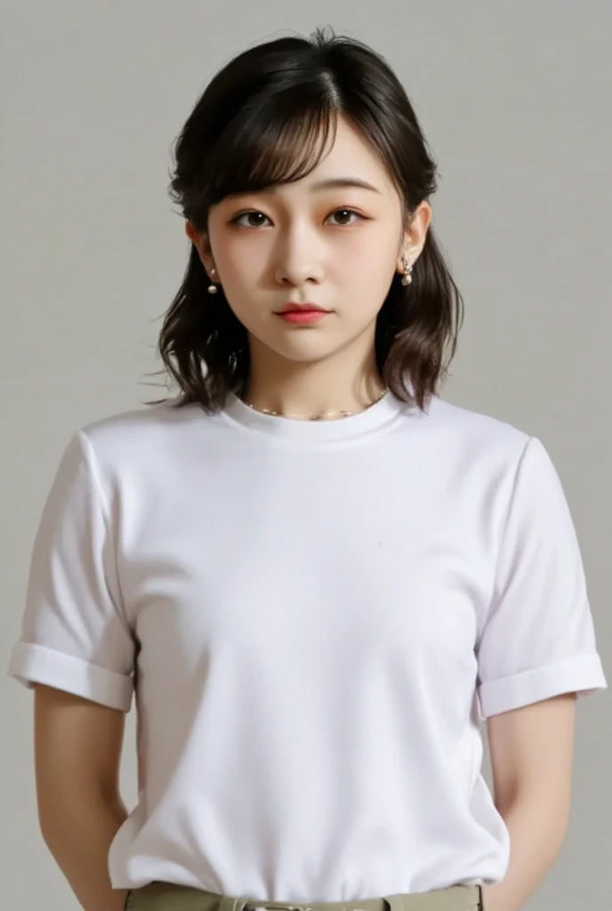 Beautiful woman with perfect figure:1.4,Ultra-high resolution,White background,(lifelike:1.4),Layered Hairstyle,Lipstick,White skin,Super short pleated skirt,whole body,Very delicate face and skin texture,Double eyelids,Skin Whitening,short hair,White hair