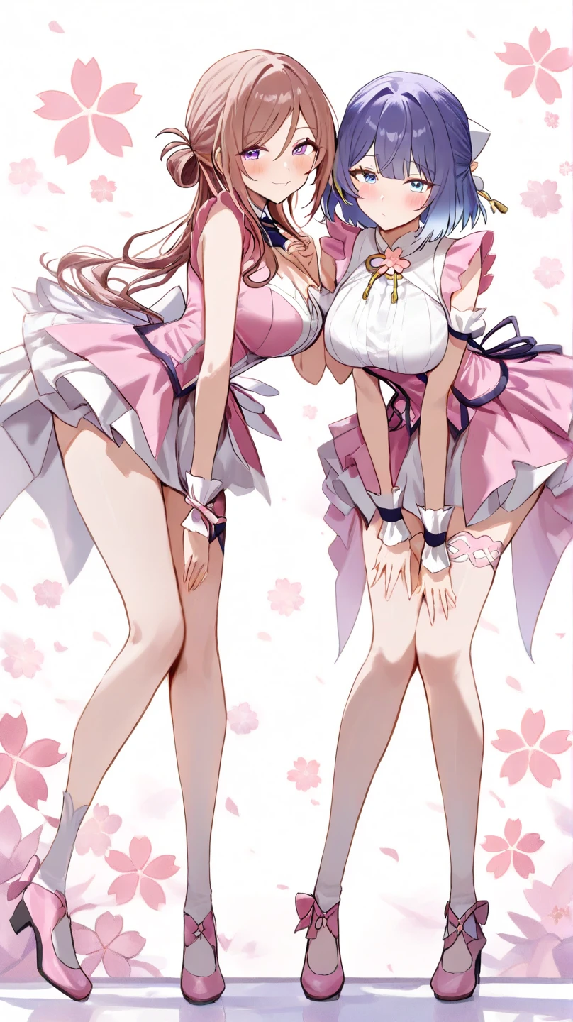 ((masterpiece, best quality)), Delicate face，Beautiful bunny girl，gold，whole body，Long legs，Large Breasts，Gradient double ponytail，Perfect body proportions，Nice pink eyes，Extremely beautiful，transparent， Pure white background，Erotic_lingerie，sexly_比基尼，Lace，Garter stockings