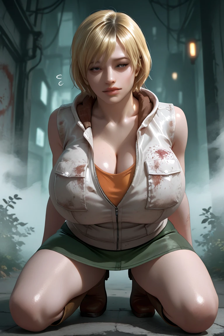 (dynamic lighting), (realism), (realistic)), (depth of field), (UHD), (32k), (Mastepiece), (highres, high resolution), (Advanced facial details:1), (shiny skin), (photorealistic), (dslr), (soft lighting), (high quality), (clearly face), ((long shot photo:2)), ((full body portrait:1.5)), (finely detailed face), (top quality), ((big round shaped breasts:1.5)), (long straight blond hair), (Best Quality), ((alena aenami)), " (masterpiece:1.4)、(highest quality:1.4)、ultra high resolution、beautiful features、(20 year old woman:1.1)、blonde short bob、earrings、long coat、long sleeve graphic hoodie、hole trousers、red face、smile、Stand against the wall、Alley、Graphic Arts、paint graffiti on the wall,"