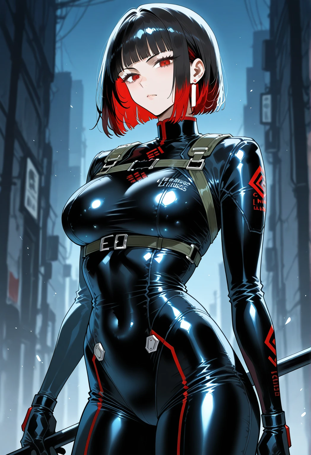Elster from Signalis, cute and sexy, short black hair, robo-legs
