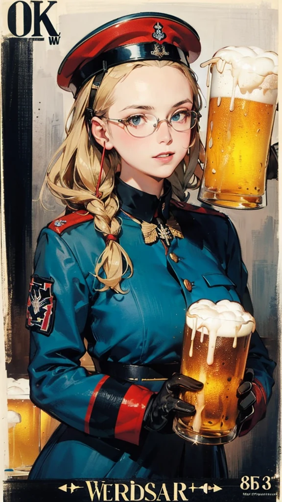 masterpiece, best quality, highres, 1girl, cammy white, twin braids, long hair, blonde hair, antenna hair, beret, (red headwear:1.3), blue eyes, scar on cheek, green leotard, large boob 36 DD, sleeveless, red gloves, fingerless gloves, camouflage,in a bar, ((drinking beer from a beer mug)), ((beer poster style)), cowboy shot, standing, outdoors, arms at sides, straight- A photorealistic portrait of a 3 American girl with long flowing blonde hair and striking blue eyes and wearing headphones. It should have a natural, approachable expression and be illuminated by soft, golden tones. hora de luz solar. The background should be a picturesque outdoor setting, talvez um parque ou praia ensolarado. Capture this image with a high-resolution photograph using an 85mm lens for a flattering perspective Drawing Lessons, beste-Qualit, Poses, Correct anatomy,Sketch Beech, Epic Poses, The clothes, pencil, Drawing, Modest outfit, remote shot, detailed beautiful delicate face, detailed beautiful delicate eyes, perfect facial proportions, high-definition skin, fine skin, four-inch best ratio. With one thumb, a masterpiece, highly detailed, realistic, (World War II German general uniform reference : 1.8), the highest face resolution, adult, modestly dressed woman, dressed entirely, ( small, black hair, black straight bangs, super fine braids, straight bangs, red glasses, dark green eyes), future, science fiction, fighter plane, standing On the landing of a fighter plane, the government agency, a deep intelligent personality, a calm expression, a respectful face, a war, a fighter plane (La mejor calidad:1.1), (Obra maestra:1.4), (absurdos:1.0), retrato, primer plano,1girl, Marinero Urano, KizukiAi, Mujer madura, small breasts, aqua eyes, cabello rubio, Uniforme Sailor Senshi, Collar de marinero, arco de pecho, Arco trasero, Falda suplicante, Guantes blancos de codo, Acostado boca abajo, en el suelo, con el trasero en alto, mostrando el culo de espaldas, without looking back beer beer