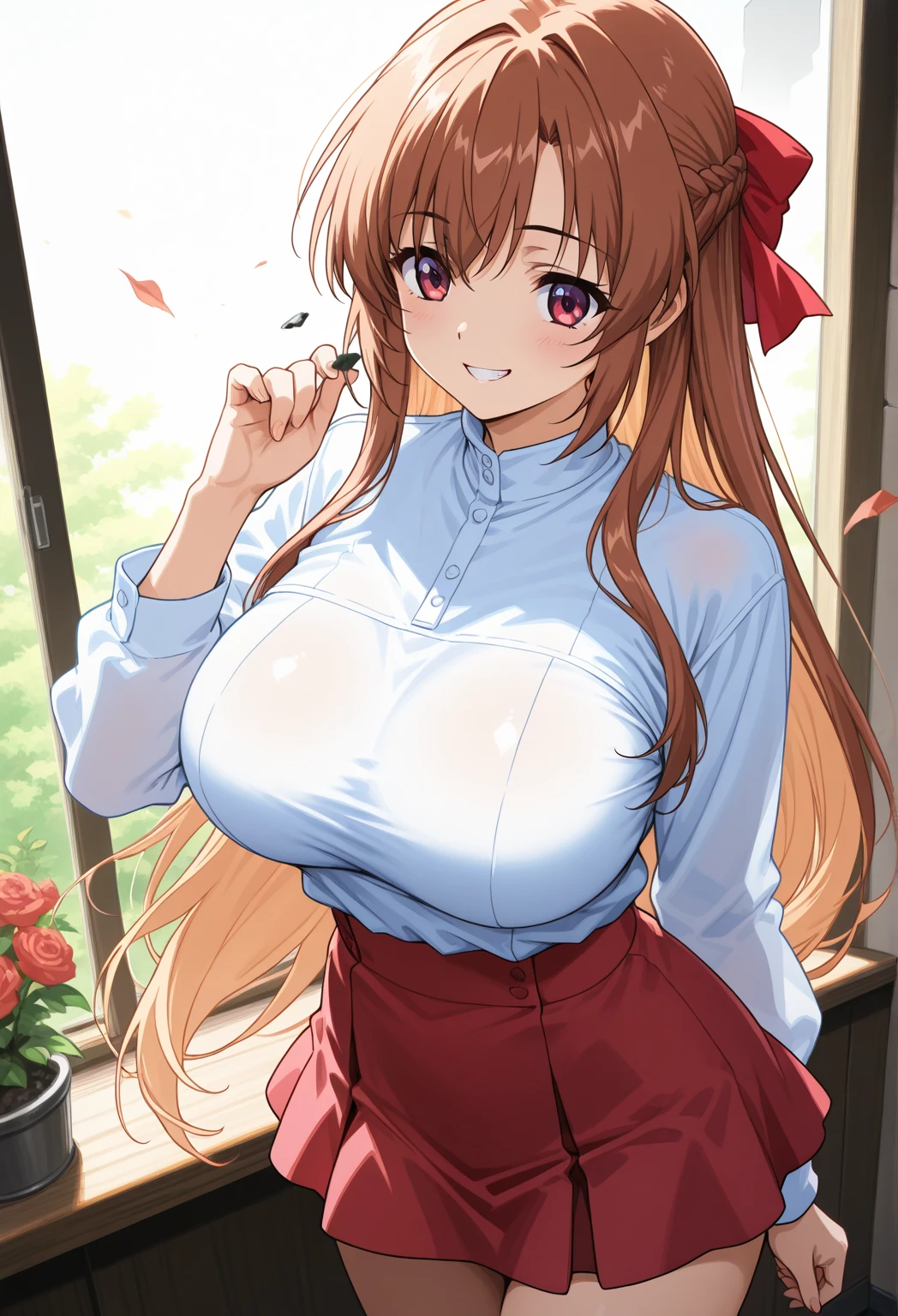 Best Quality mikuru School High Sweat Sheer White Shirt Beige Bra Sexy Skirt Flipping Angry Sweat Wet Disheveled Clothing Ripping Clothing