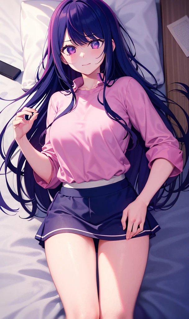 ((highest quality)), ((masterpiece)), (be familiar with), perfect face, indoor, Bedroom, looking at the viewer,
one woman, Hoshino Ai,
open mouth, ecstatic expression, blush, smile,
small breasts, flat chest, young girl, , , girl,
long hair, purple hair, purple eyes, Long Hair,
Completely naked, Nipple exposed, Sex with a man with a big cock, 膣内ejaculation, semen splashes, Insert a into your, sex in missionary position, , spread legs,