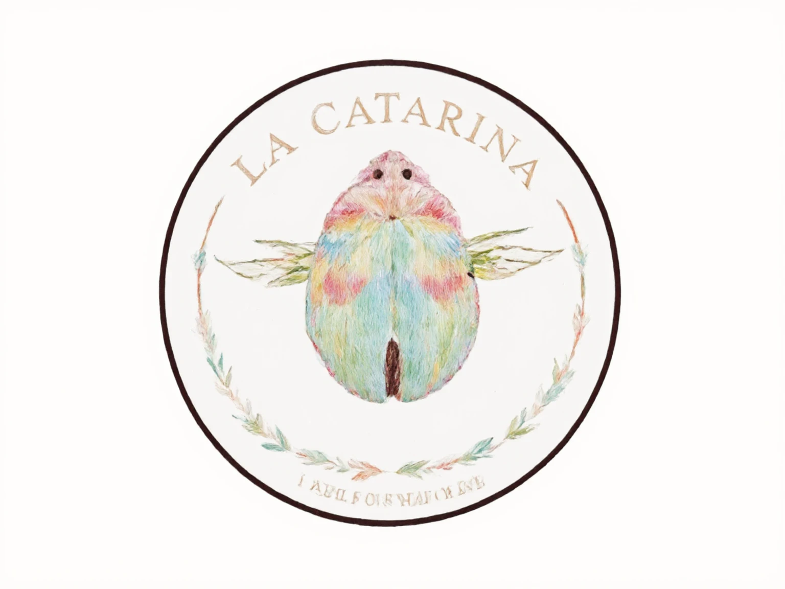 - Prompt: ["A minimalist, round logo for 'La Catarina Handmade', featuring a single ladybug (catarina) with a smooth, wingless body (no separate wings), embroidered-style details, and tiny stitching textures. The design should be simple, symmetrical, and centered inside a perfect circle. Use soft pastel colors (blush pink, mint green, cream) for the ladybug and thread accents. The background must be fully transparent (PNG). Avoid any elements outside the circle, extra wings, or complex patterns. Style: delicate hand-stitched embroidery with subtle shadows to imply dimension."]  
- Model: Realistic Vision V5.0  
- Sampling: DPM++ 2M Karras  
- Steps: 30  "transparent background, vector-s
- CFG Scale: 8  
- Resolution: 1024x1024  tyle, no wings, no extra elements"