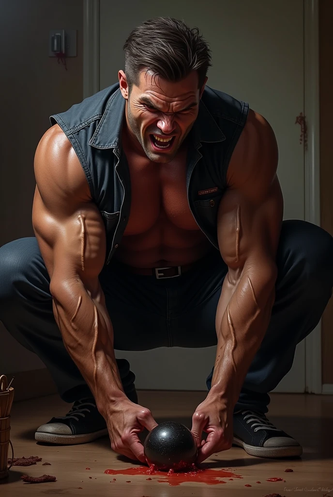 Multiple guys, handsome shirtless muscular man with wings laughing hands above head armpit grab, armpits tickled, disembodied demon hands all over body, cavern background