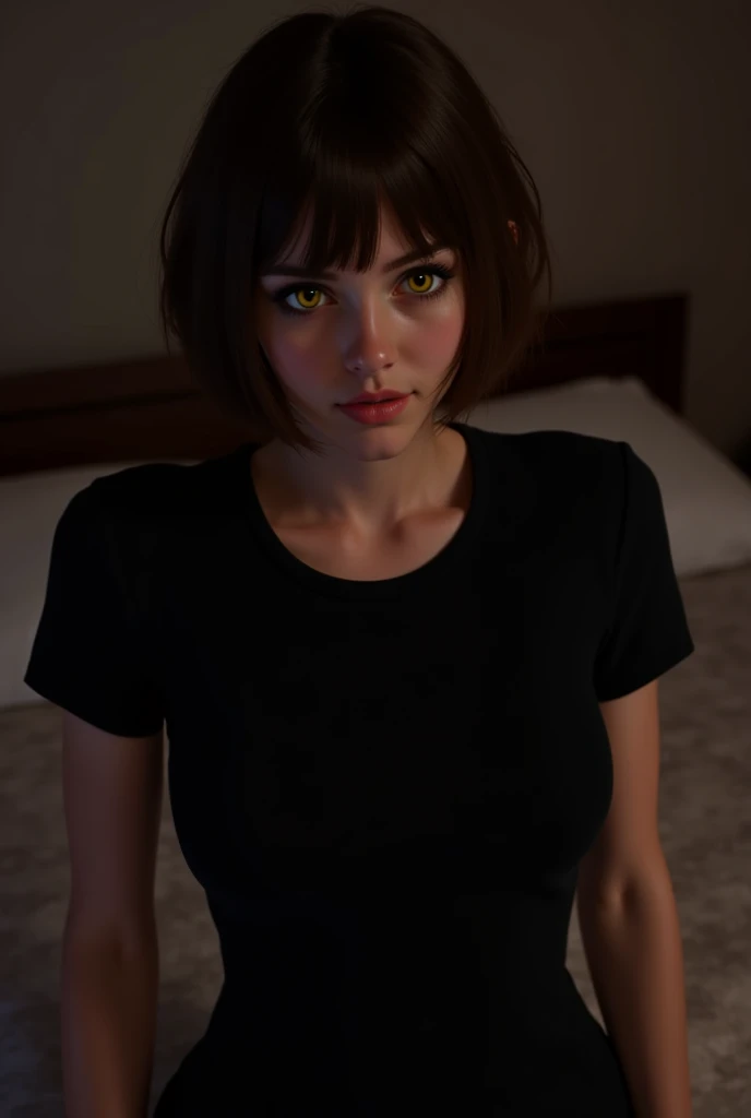 Max Caulfield, (masterpiece), best quality, expressive eyes, ((big hips)), ((hourglass body)), camara on the table, perfect face, 1girl, (((mature body))), fit woman, earrings, lipstick, makeup, brown hair, earrings, eyelashes. (((wearing a white tshirt))), (red fashion thong underwear), frames on the wall, (perfect eyes), happy, perfect teeths, (red thighhighs), piercing, nail polish, bedroom, PC monitors on table, (bedroom background), (perfect fingers), red lips, makeup, blue eyes, brown hair, (freckles:0.3), short hair, small breasts, detailed eyes, detailed face, maxine_caufield_byammpu
