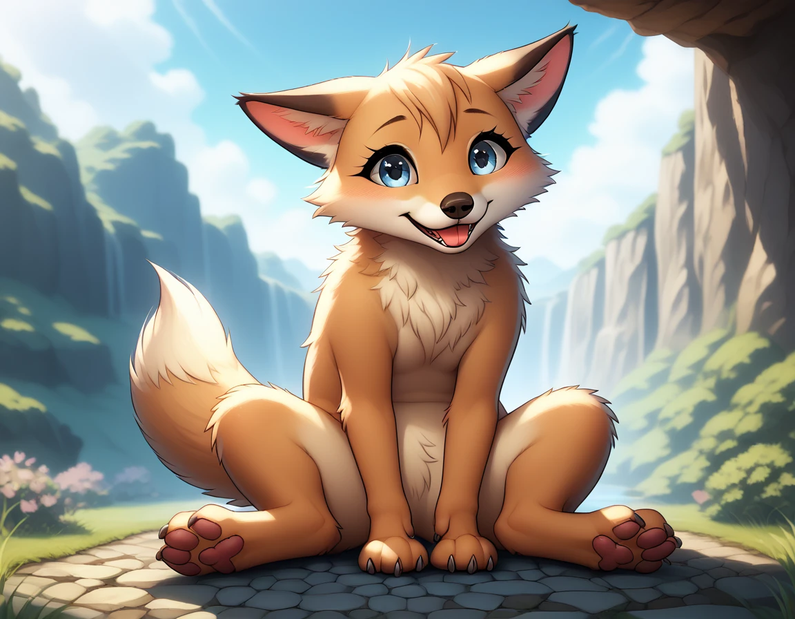 A solo vixen squatting looking in the air ((female) (anthro) ([foxl])), hi res, photorealism, soft shading, (detailed fur: 1.1), happy looking, (legs), (solo: 1.1), ), (black thong, red pattern:1.2) , tail raised, ((beautiful) eyes: 1.1), (detailed eyes: 1.1), (detailed), (masterpiece: 1.2), (athletic), good anatomy, detailed face, (by Kenket), by Ross Tran, by Michael & Inessa Garmash, by Pino Daeni, by Kiguri, by Alena Aenami, by Ruan Jia