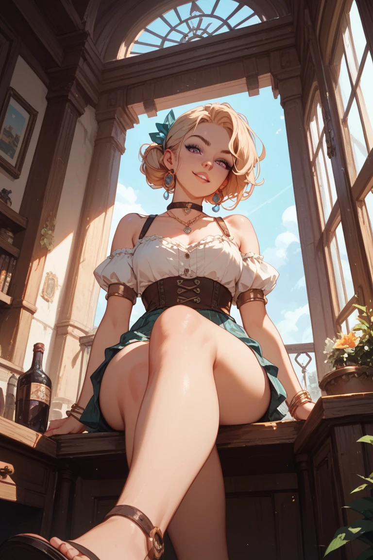 flat chests, nsfw, masterpiece, 1 girl, erect nipples, intricately detailed, topless, pubs, table, crowd, navel, bare shoulders, necklace, beer, tavern, inn, pub, crowd, maid skirt, waist apron, blonde hair, embarassed, smiling, extremely detailed, photorealistic, octane render, 8 k, unreal engine, bare breasts, nipples, aqua eyes, carrying beer tray, bare stomach, sweaty, people on background, oktoberfest, smiling, open mouth, moist breath, child, arm strap, 1 side braid, german skirt