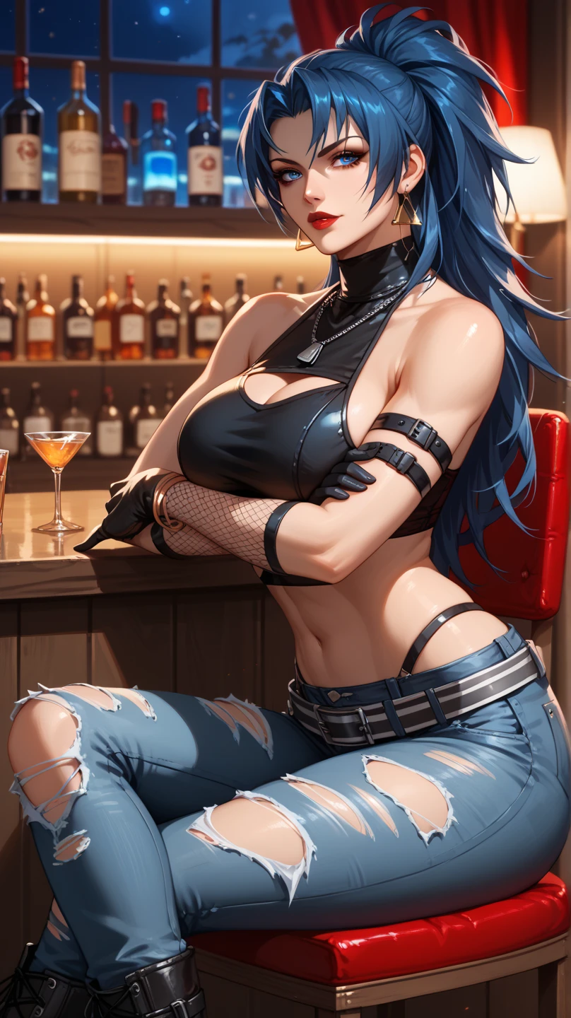 Masterpiece, Ultra extremely detailed, Insanely Definition - quality, 8k, (vibrant colors,vibrant theme), (intricate), full body , NSFW, Hair , breathtaking A bartender woman, in a pub, wearing white tank top and leather pants, focus on eyes, masterpiece, award wining photography, sharp, soft lighty, artificial lights, cinematic, reinav1, masterpiece, award-winning, professional, highly detailed, detailed skin texture, (blush:0.5), (goosebumps:0.5), subsurface scattering, dry skin, fuzzy skin