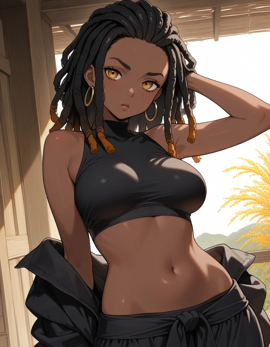 Naked girl with dreadlocks