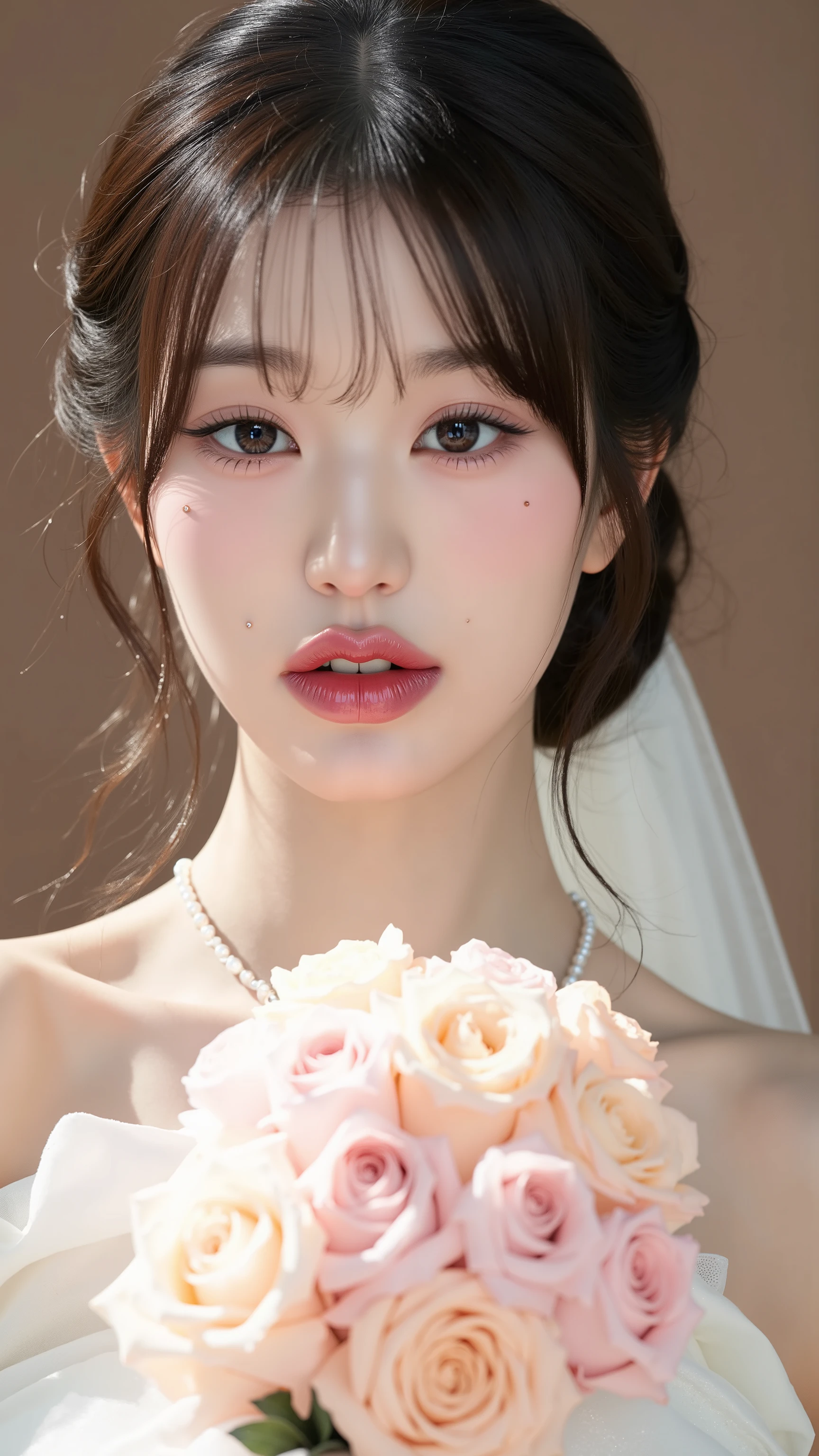A close up of a woman in a wedding dress holding a bouquet, gorgeous young korean woman, beautiful young korean woman, beautiful south korean woman, jaeyeon nam, 2 , 2 , jinyoung shin, very beautiful young woman, very beautiful girl, 2 , korean girl, wenfei ye, gorgeous chinese model, 2.
Masterpiece, ultra detailed, realistic, photo realistic, high detail RAW color photo, professional photograph, extremely detailed, finely detail, lens flare, Dynamic lighting, 8K, RAW Photo, Best High Quality, Masterpiece: 1.2, Ultra HD: 1, High Detail RAW Color Photo, Pro Photo, Realistic, Photo Realistic: 1.5, Live Photo, Super detailed, Masterpiece, Real Skin, Realistic Skin, Realistic HD Eyes, Highly detailed Eyes, Perfect Eyes, Perfect face, Perfect fingers, extremely detailed face, extremely detailed eyes, extremely detailed skin, perfect anatomy.