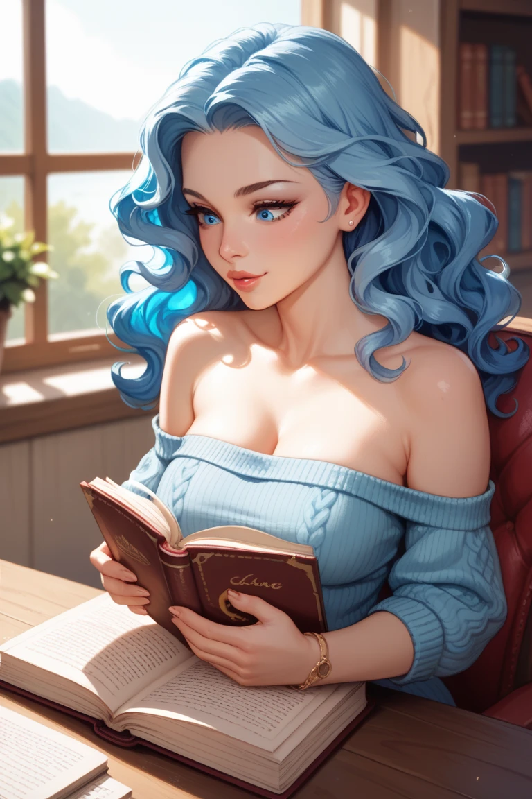 High-resolution photos,A little girl,Big round breasts,Reading in the study,Long hair,side