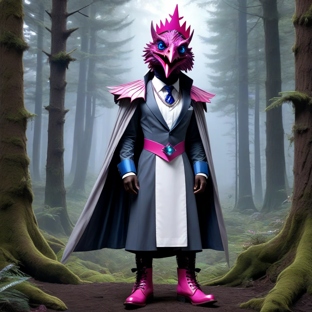 (extremely detailed 8k wallpaper), a medium shot photo of  Grim dressed as a scary masked orange and purple furry-supervillain in a orange and purple spiked armour made of fur glowing armour with spikes from marvel, theme, intricate, high detail, dramatic, furry monster and destroyed buildings in the background