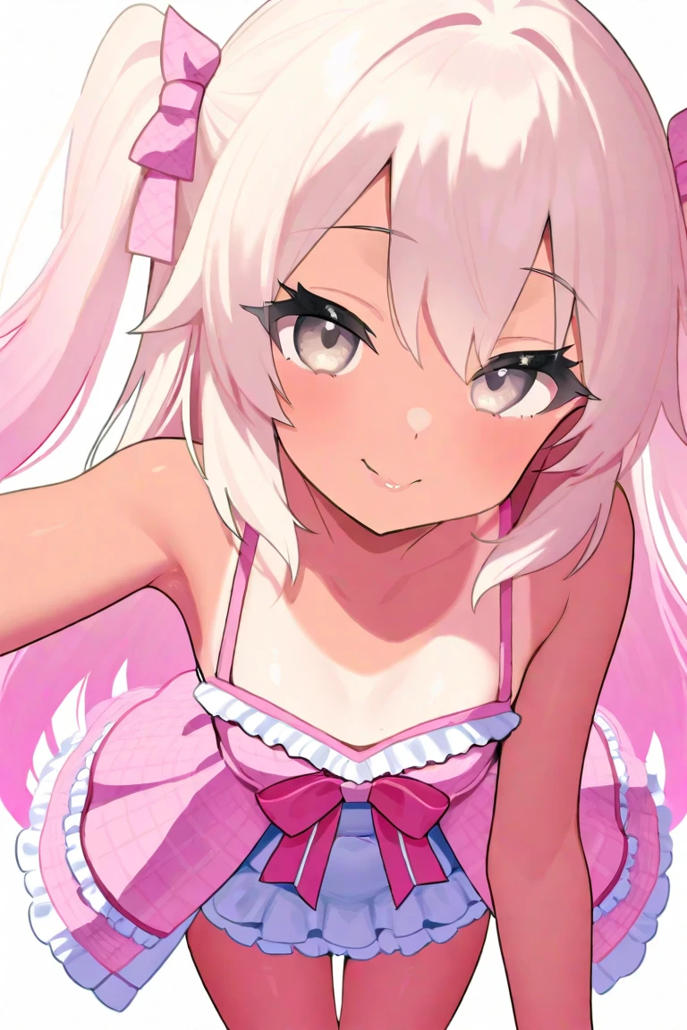(young girl ,short stature,gyaru) ,flat chest,nsfw,big head, rotund.see-through one-piece-swimsuit,, random long hair,
