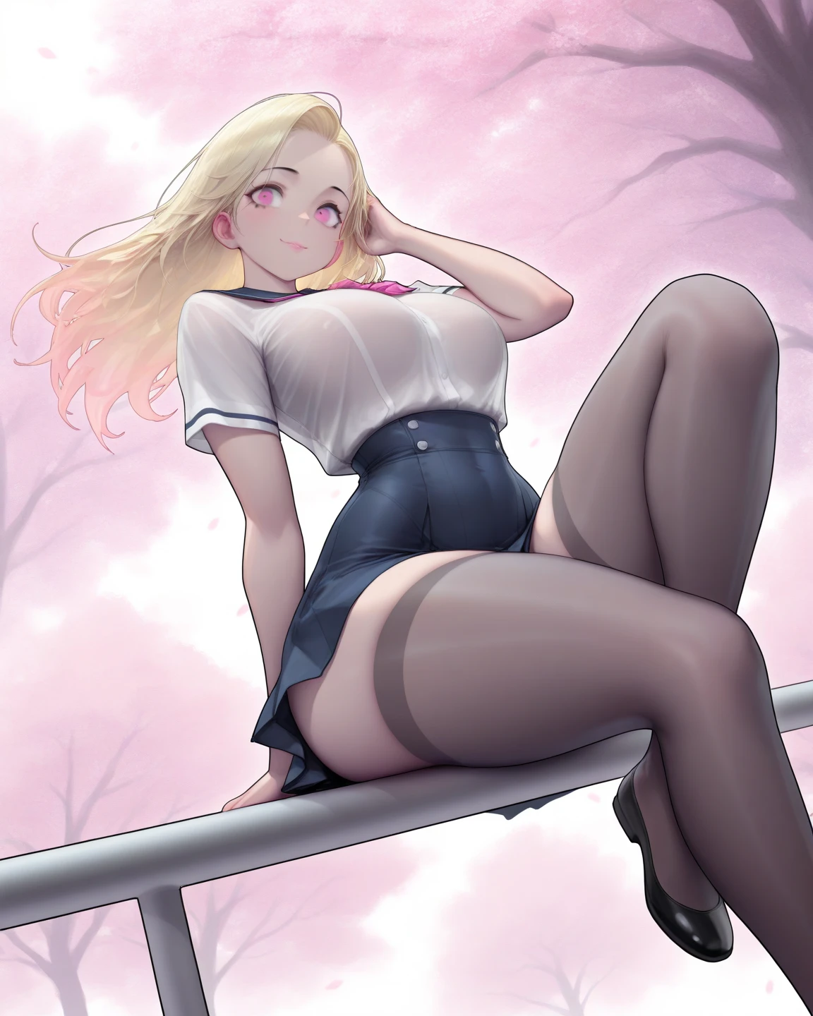 young Stacy Haiduk, cleavage, tied shirt, midriff, flashing panties, short skirt, stockings
Naked full body, show pussy, show tits