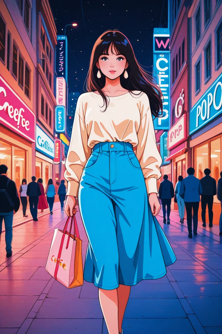 Cartoon image of a woman with permed hair, Super pretty 20 year old Korean girl, Cartoon style illustration, Cartoon Art Style, Cartoon Art Style, Digital illustration style, Highly detailed character design, cute detailed digital art, Urban Girl Fan Art, Portrait Character Design, beautiful digital illustration, high quality portrait, Comic art, Asia, Character Design Portrait, eating ice cream, white background
