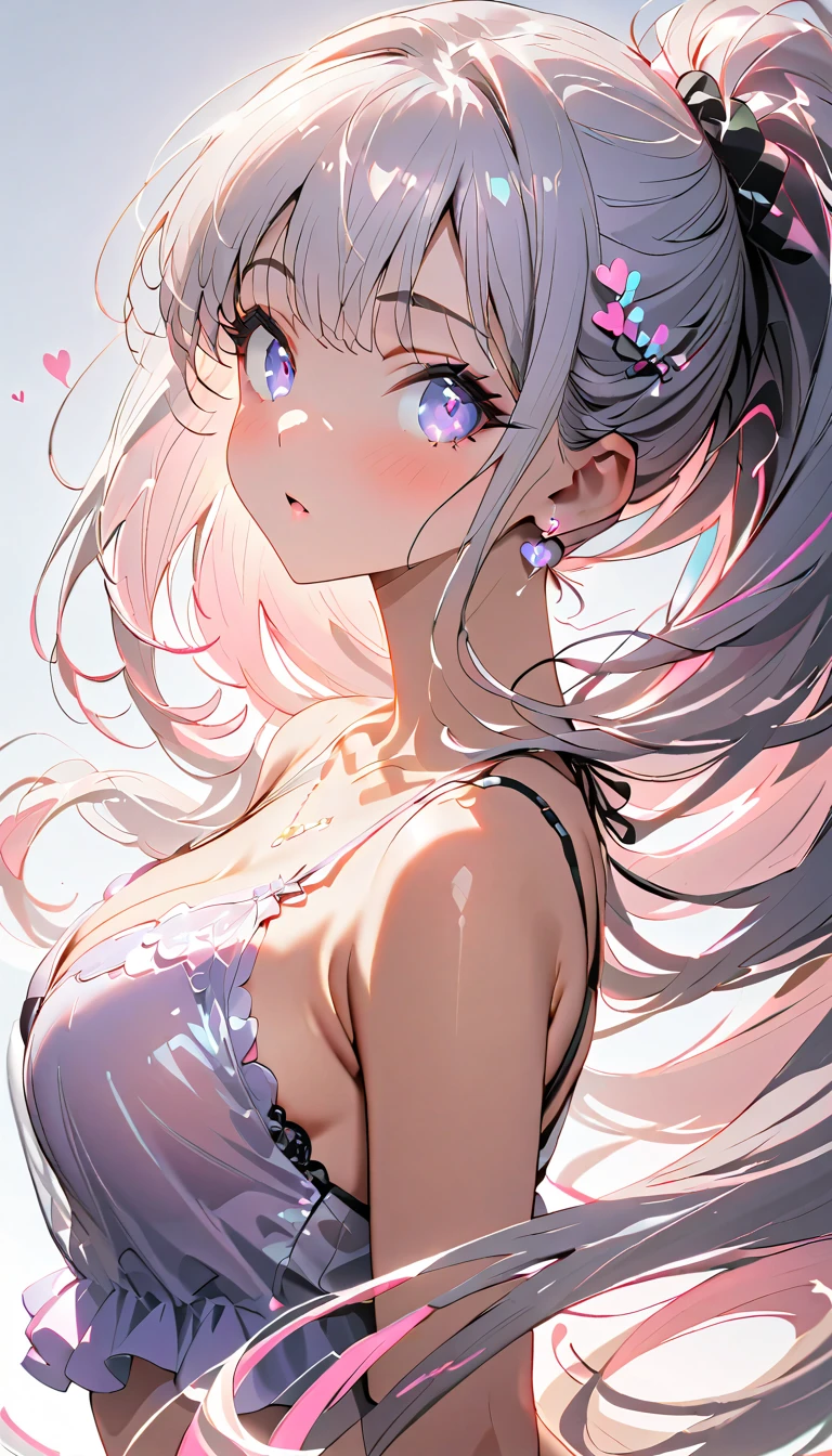 ((highest quality)), ((masterpiece)), (get used to it), perfect face , beautiful girl , Beautiful long silver hair , beautiful light blue eyes , In underwear , Roses scattered , lie on the bed ,