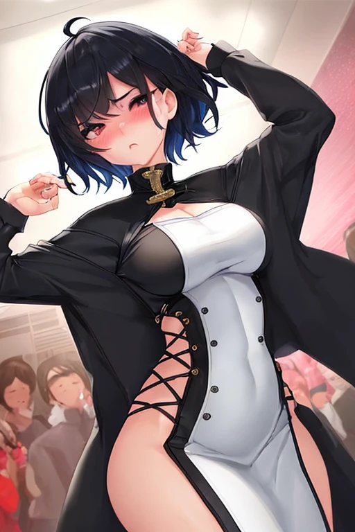 One Woman、casino、大規模なcasino場、dealer、女dealer、Large crowd、beautiful girl, Highest quality, Black Pantyhose、Black vest、casinodealer、Tight Skirt、panties under pantyhose、Stand with your legs spread、Thick thighs、Big 、Big Ass、Short Hair、Sweaty body、Angle from directly below、Sweaty crotch、Cut the cards、Orgasmic face、Dirty sound effects、Ecstasy in a flashy way、目の前にLarge crowd、casinoのルーレット、casinoのスロット、Jackpot