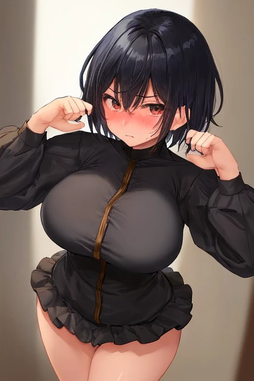 homura, black ponytail, green eyes, tan1:1, Alone, Upper part of the body, smiling, covered nipple,
HoUni,,black seraph,diaphragm,Skirt,pleated Skirt,loose socks,under the chest,short sleeves, crop top overhang ,shoes, hair band, black panties, not good, brown gauntlets,
The school areas, tomorrow,
(incredibly detailed, beautiful detailed face, masterpiece, Best Quality) cinematic lighting, Senran Kagura homura 8K, Best Quality, (photorealistic:1.4), raw photo, (curved body), (curved thighs), (huge breasts, perky breasts:1.4),