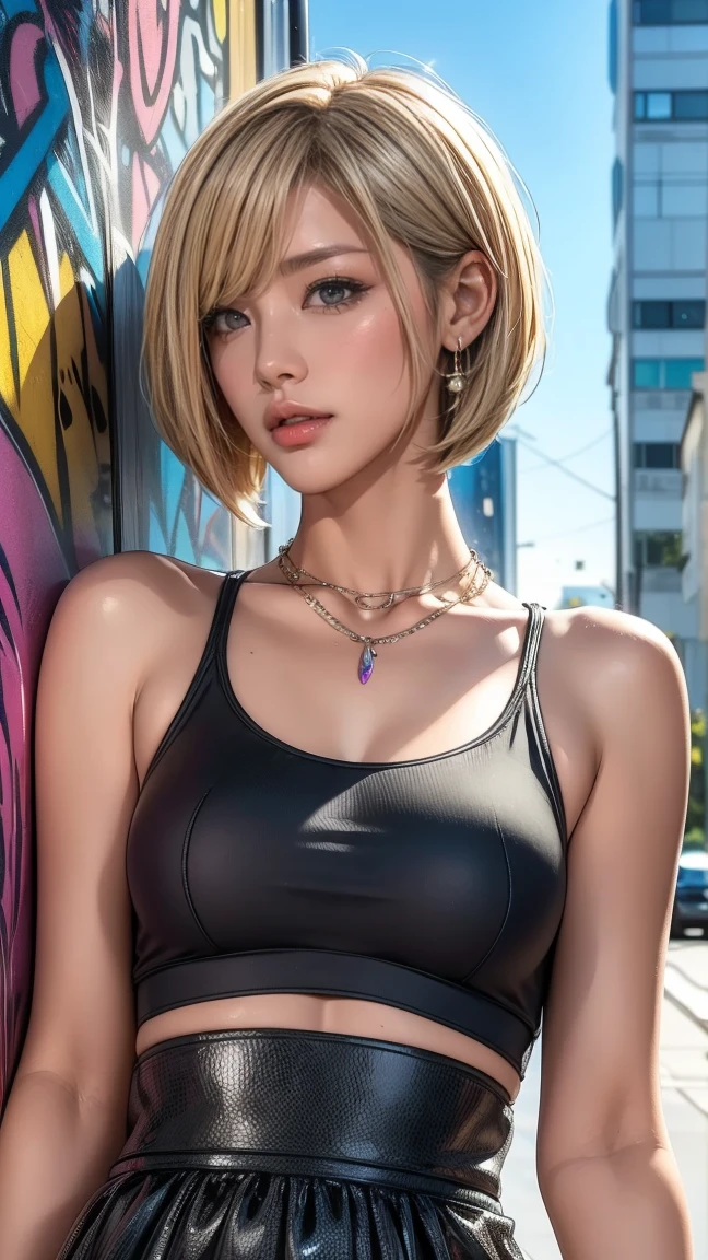 The highest quality, masterpiece, formal, Writing like a horror movie、(key light:Front diagonal 45 degrees, fill light、Backlight、shadow、blue and orange color palette), accurate human body、detailed person、Correct five-finger、
(dripping sweat、oil skin,Sparkling肌、realistic skin texture、detailed beautiful skin、shiny skin、shiny skin)
(Mature women standing in a line sticking out towards the viewer:1.4), (detailed pupil, perfect eyes:1.2), (Shiny clothes that reflect light and are very wrinkled:1.2), Sparkling, Sparklingした金色, (hoop earrings), necklace, latex, glamorous perfect female proportions, enchanting smile, fine surface texture, Beautiful Girl, Bewitching Woman、short hair、Black hair and bright inner color hair、high 、(((big breasts))), big cleavage、back alley at night、road without lights、dark and dirty narrow alley、1 gal、(braided knit, cut out ,Solid Knit V Neck Bodycon Sweater Knit Dress & Super Crop Top)
