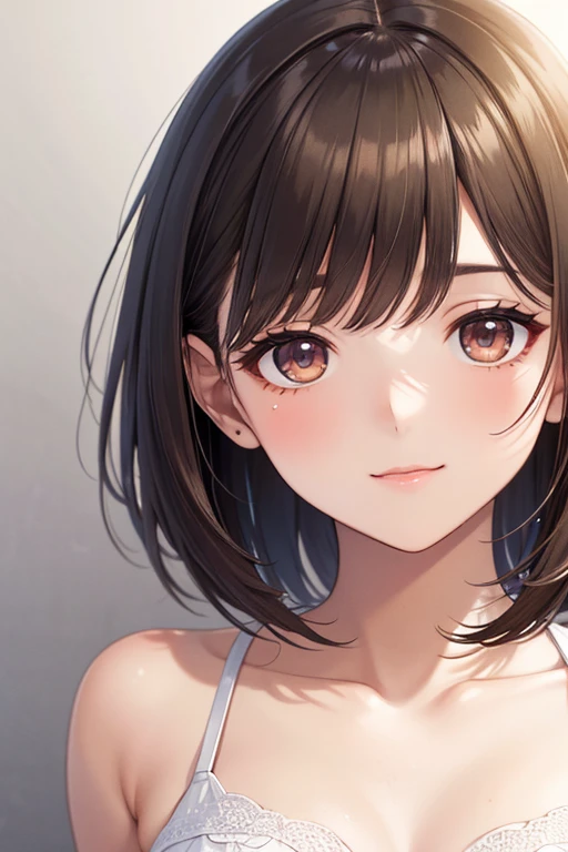 A light blush and a smile, (Masterpiece of the highest quality:1.2) Delicate illustrations, super detailed, /Beautiful Japanese Women、1 person,Very cute and slim、Outstanding style 、((8K images、super high quality))、Very delicate face, Skin and Hair、Red lipstick、short hair、straggling hair,(((((Gradient Hair、Light brown hair))))),very cute、Eyes and nose are clearly visible、Kind eyes,(((Off-the-shoulder sweater、Watching the audience)))、full body shot
