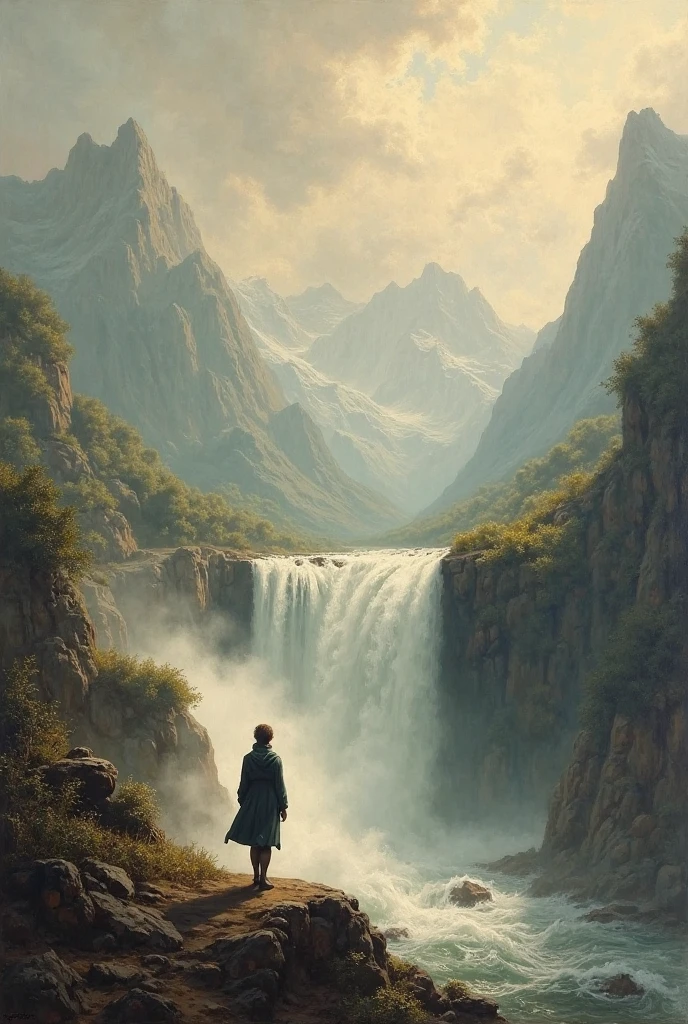 Create an image as if it were a drawing of a famous painting of Romanticism 