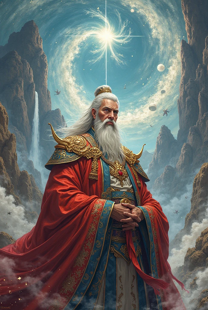 middle aged man,emperor,rey, blonde with blue eyes, Manhwa style .