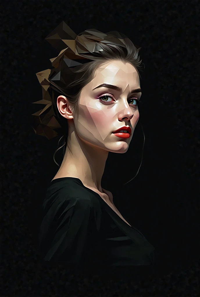 Cubist portrait of a woman with black background