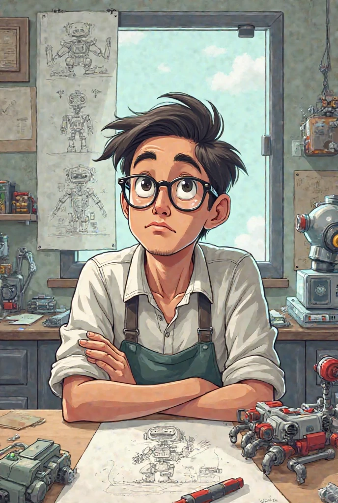 Draw me a photo of a robot designer used for easy drawing not too much detail