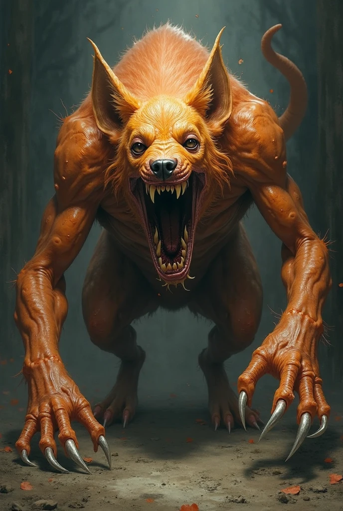 animal monster, scary, alley, red led, dark, 8k, ambient occlusion