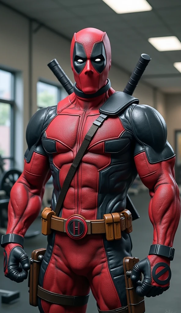 Angry Deadpool in a gym environment