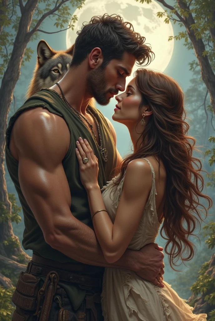 olhos azuis, Soft-looking Neanderthal man dressed in wild fur clothes next to a beautiful 20-year-old woman dressed in prehistoric fur clothes with an ultra defined baby on her lap, Ultra Detailed Eyes in Ultra Definition, Iris of the eyes aligned with the position of the head in ultra definition, intrincado, 8k, altamente detalhado, Outdoor Imaging, (papel de parede 8k da unidade CG extremamente detalhado), ((square jawline)), (well defined jaw), (Lips facing down), (anatomia detalhada), imagem corporal hiper-realista em plano completo, obra prima, foco total, ao fundo uma cordilheira de montanhas verdes em um belo dia de sol, professional majestic oil painting by Ed Blinkey, Atey Ghailan, ghibli studio, por Jeremy Mann, Greg Manxadinho, Antonio Moro, Trends in Artstation, Arte de pintura fotorrealista de Midjourney e Greg Rutkowski
