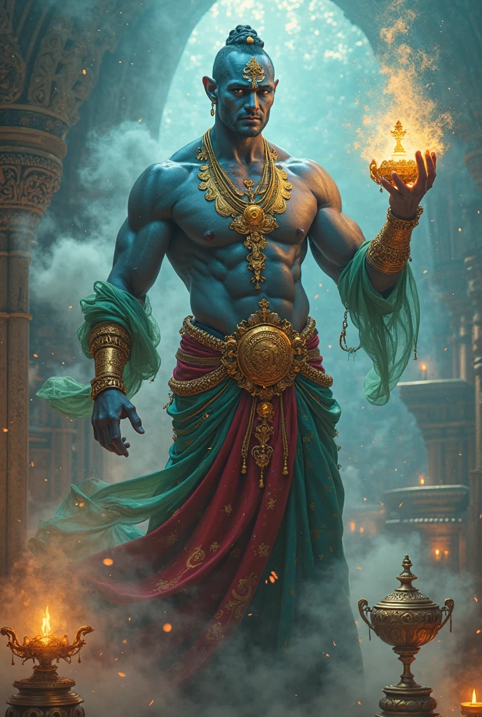 Genie of the lamp with gifts