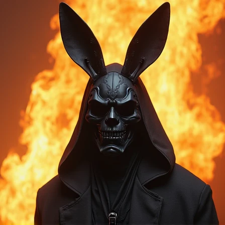 Retro rabbit with skull