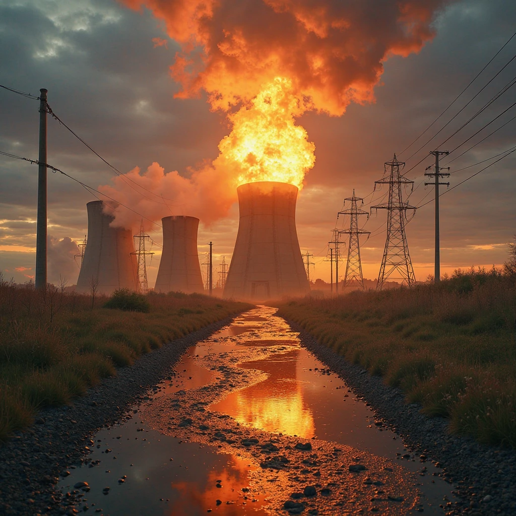 The location、Nuclear power plant in Japan、Hit by missiles、Radioactivity is diffused、Power plant destroyed、Mushroom cloud over the power plant