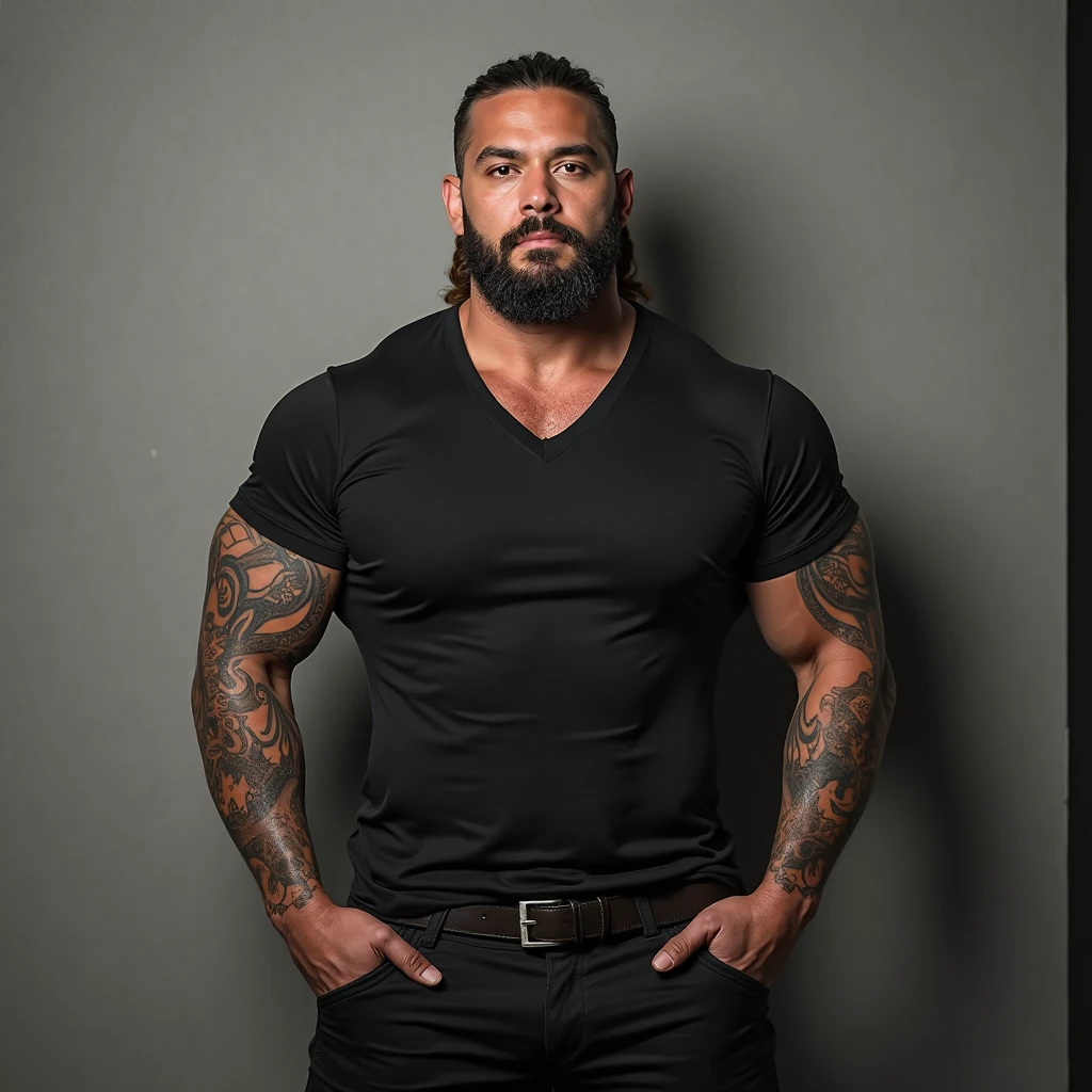 a strong man with a serious face, de 30 anos de idade, front view looking forward