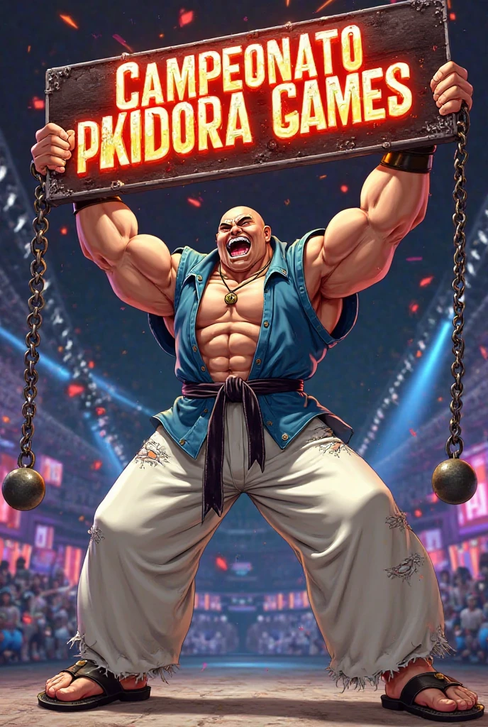 , High quality full body image of Gohan as a bodybuilder, He's only wearing thong briefs, ohne Schuhe, Feet, bare Feet, massive muscular body, huge muscular shoulders, Massive big biceps, Venen im Bizeps, Muskelbeine, massive muscular abs, Bizepsflex. posierend, er schwitzt, very muscular, The toned body shines in the spotlight, he is standing on a stage, much muscular sexy, Bodybuilding-Pose, clean-shaven body