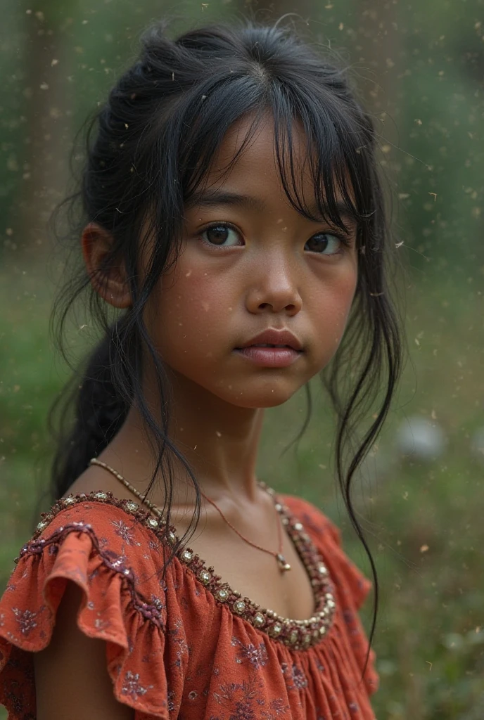 beautiful poor young woman (short hair like a man Khmer style)she is Khmer in 1400s