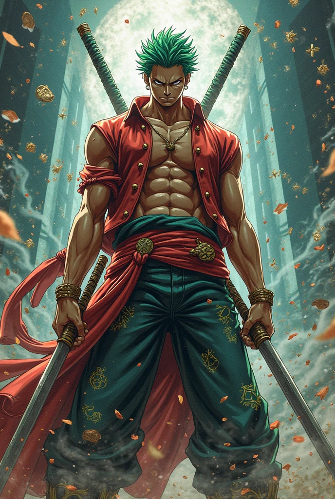 Zoro walking in flames