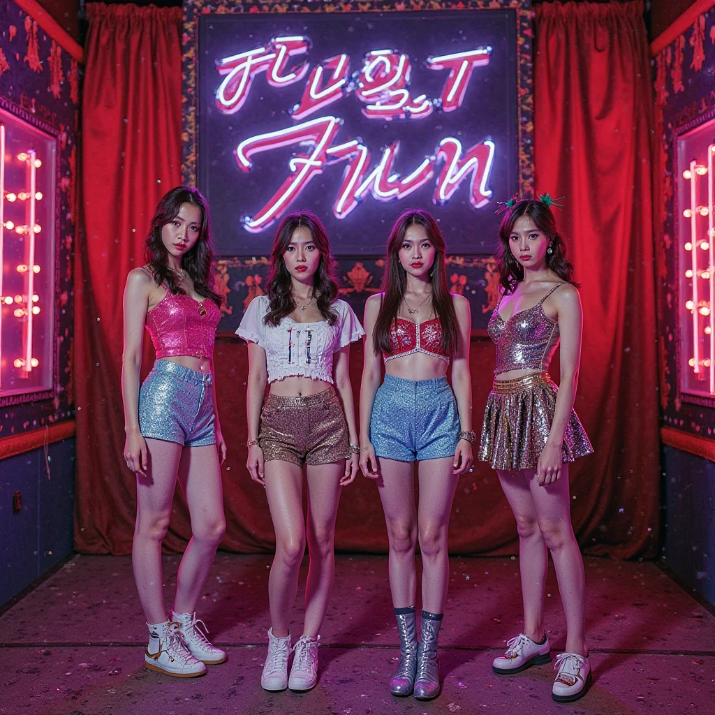 Kpop girl group, five members, differentiated cute retro concept
