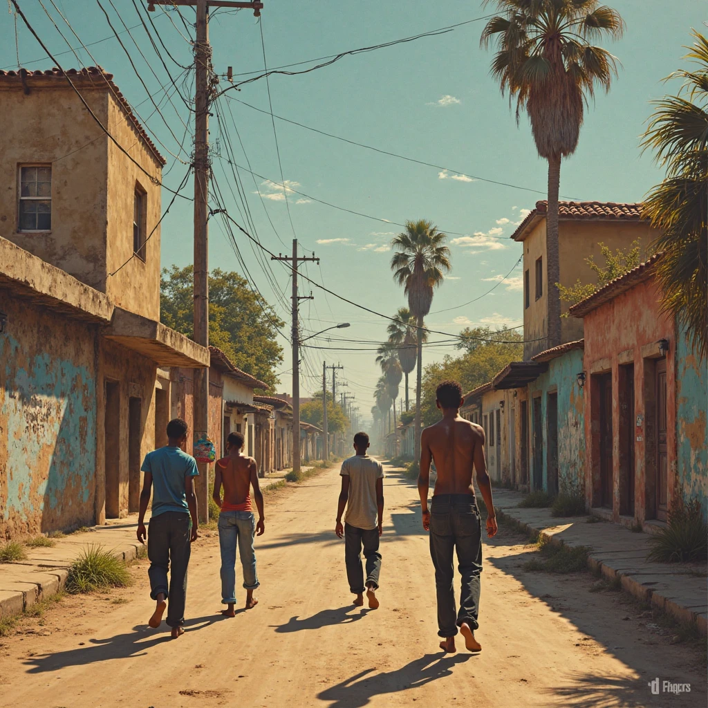 Create art based on the cutting edge of realism, with all the features. The theme of the quatrain should be to represent poverty in an imaginary country., calling the Republic of Cyprus, is located in Cuba, the Dominican Republic is Haiti, your HDI is 0,645. Put people in this painting and portray the poverty of these people., also use some areas of these countries that I mentioned.