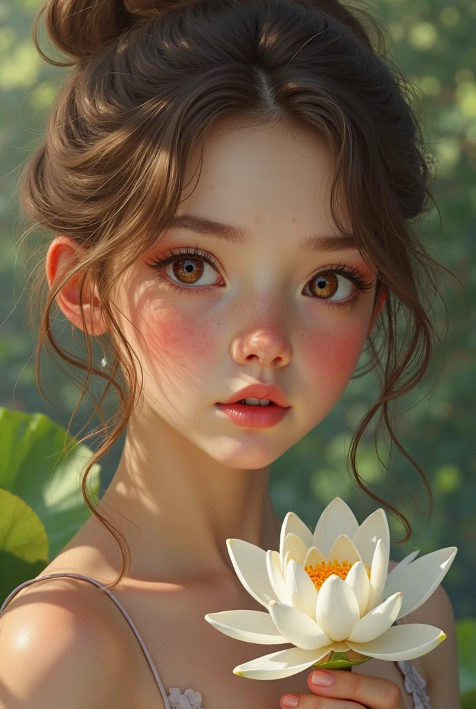 1 year old infant,closeup of face,Chubby little face,big and round eyes,curlies,Long gray hair,Q version avatar,Sprouting,Cuir,Small facial features,The children'Chubby body