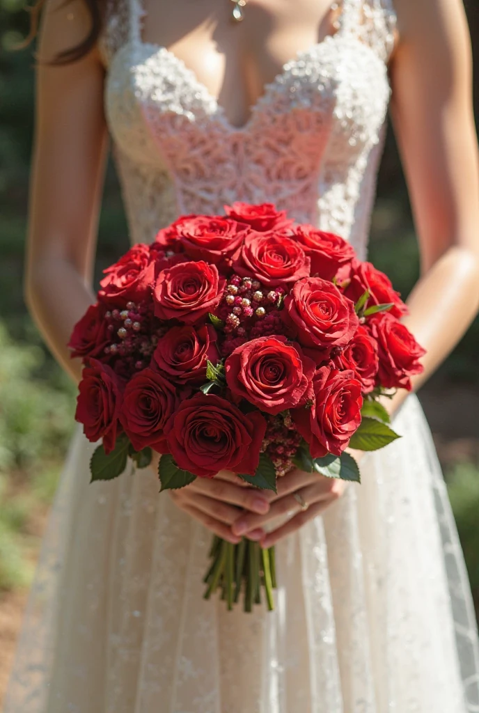 Create a bouquet of red roses with a little note that says for the best bride in the world