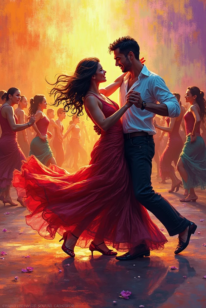 Generate an image with the name “G. DANIELA” on the theme of salsa music 