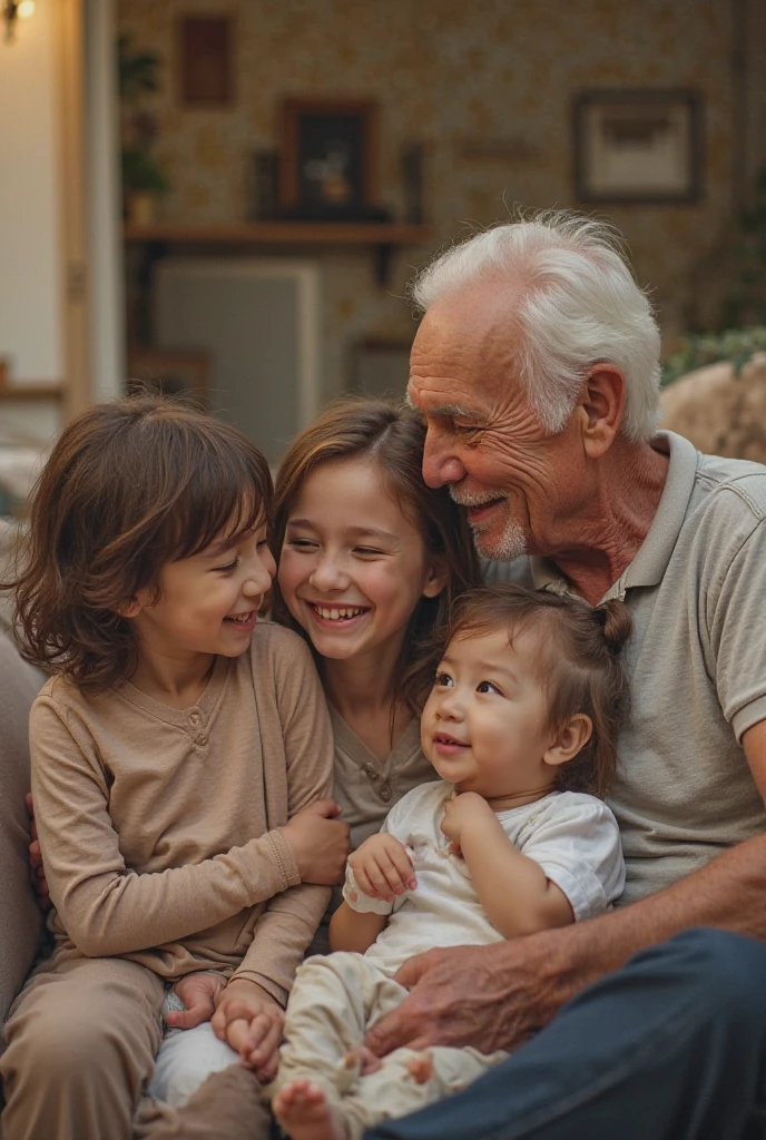 Father's Day with your family | fotografia, momentos familiares felizes, sorrisos sinceros, Love and gratitude, warm hugs, ambiente acolhedor, paisagem pitoresca, luz suave, cores vibrantes.