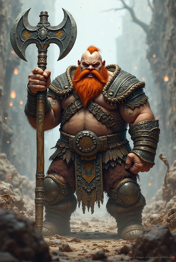 Strong fantasy dwarf with red tones