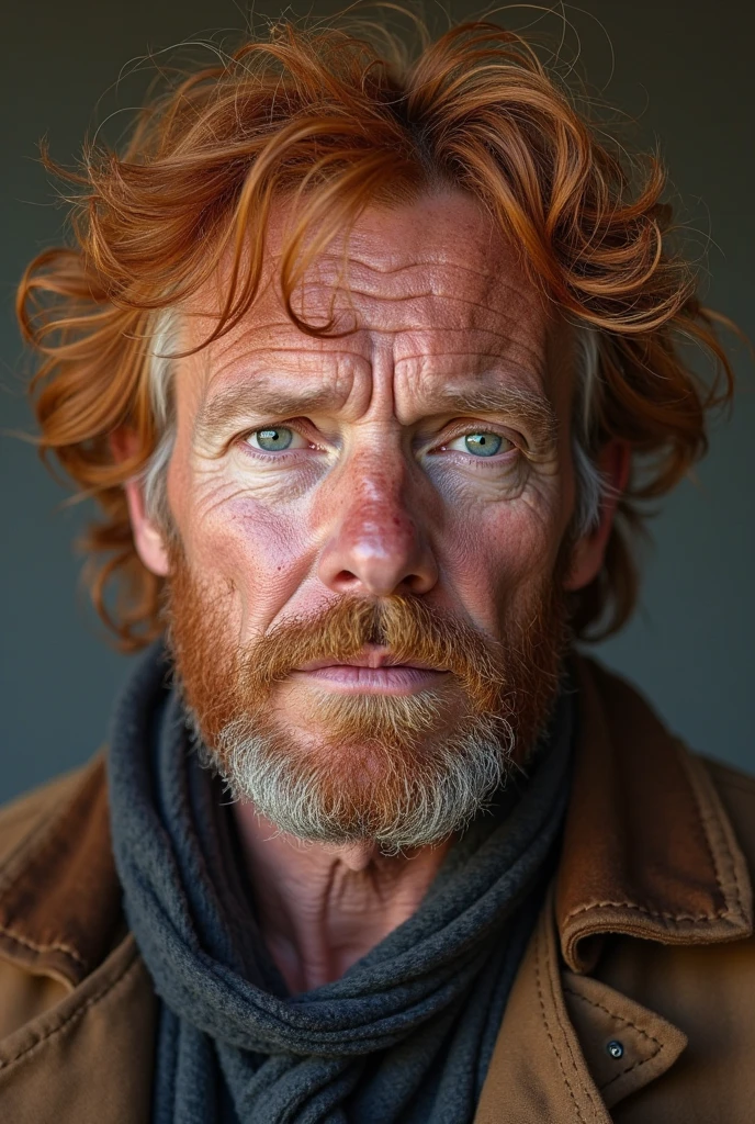 Realistic image of 60-year-old red-haired white man