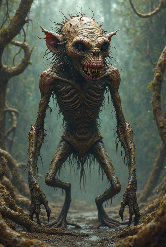 a monster in the style of gerald anthony scarfe, grotesque creature, distorted anatomy, surreal horror, dark fantasy, twisted and deformed, nightmarish vision, ghastly details, ominous atmosphere, gritty texture, muted colors, gloomy lighting, masterpiece, best quality, 4k, 8k, highres, ultra-detailed, realistic, photorealistic