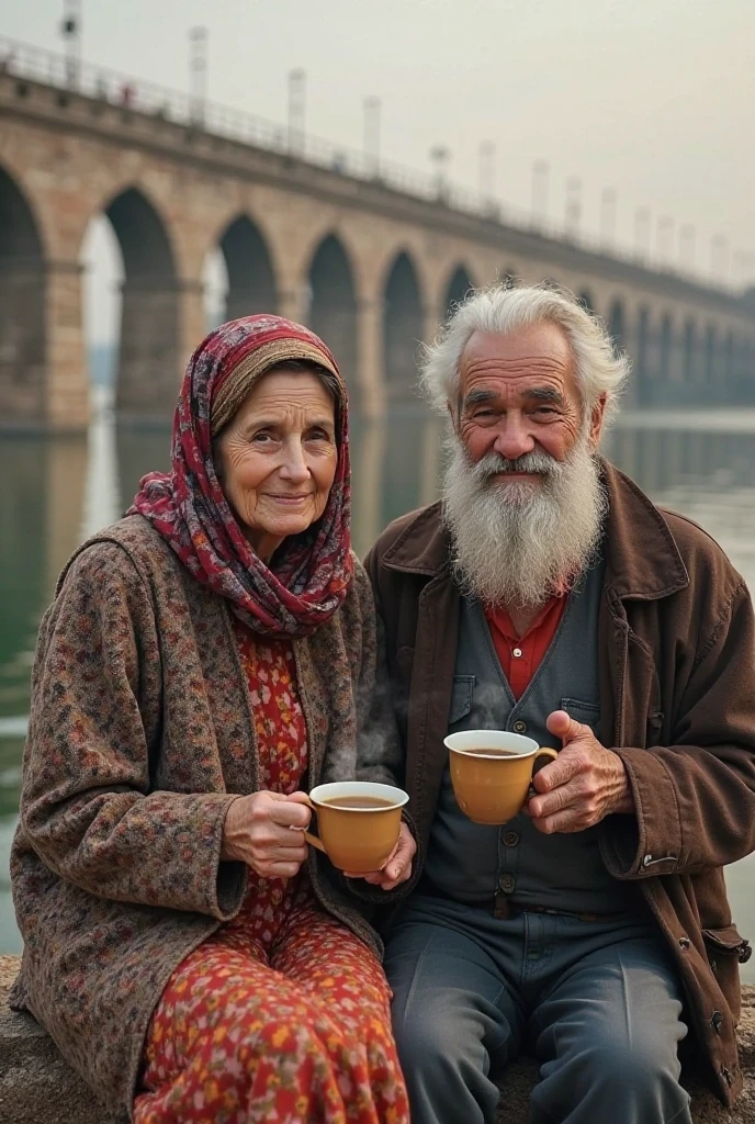 (Photo of a Tajik who drinks hot tea in the heat and in another effort a European who drinks cold mojito and who is hot for the cover of Instagram